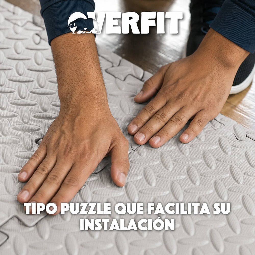 Piso Goma Eva Gimansio Overfit 60x60cm 8un Gris