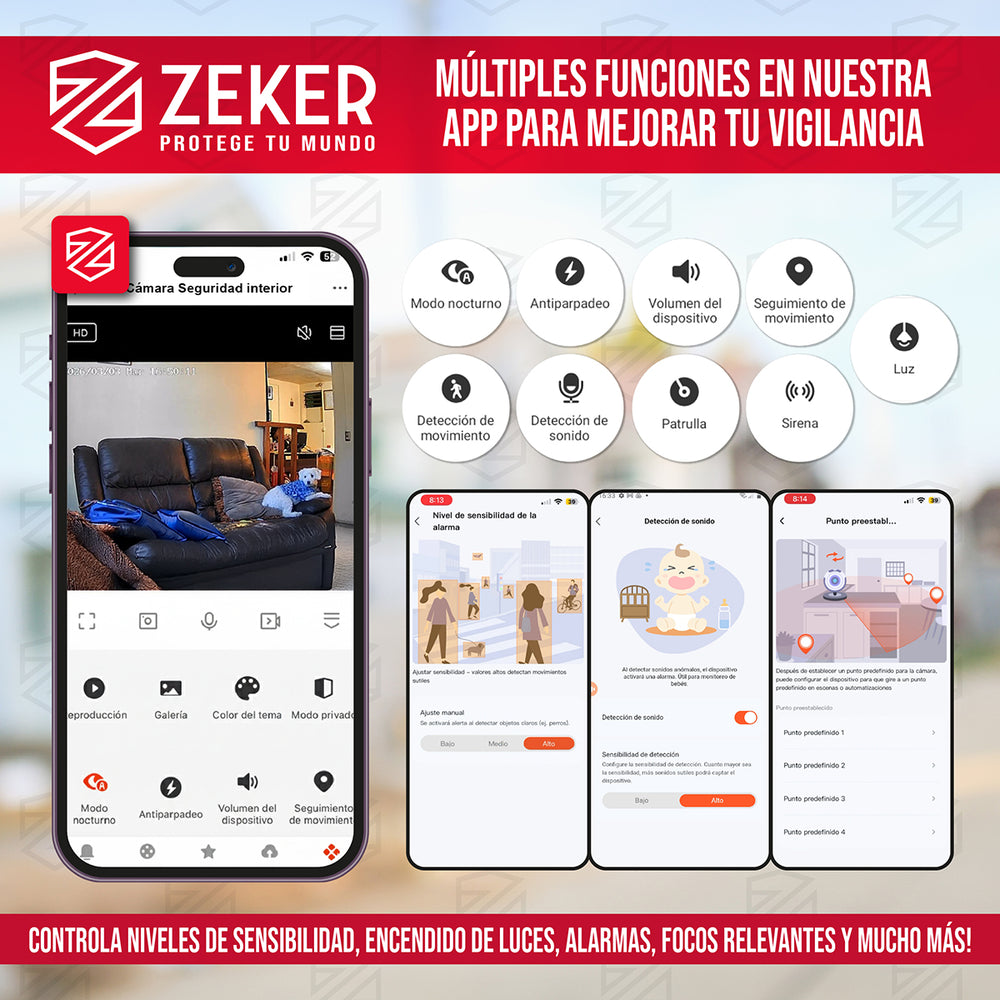 Camara De Seguridad Interior Wifi IP Zeker 2MP 2.4G X2
