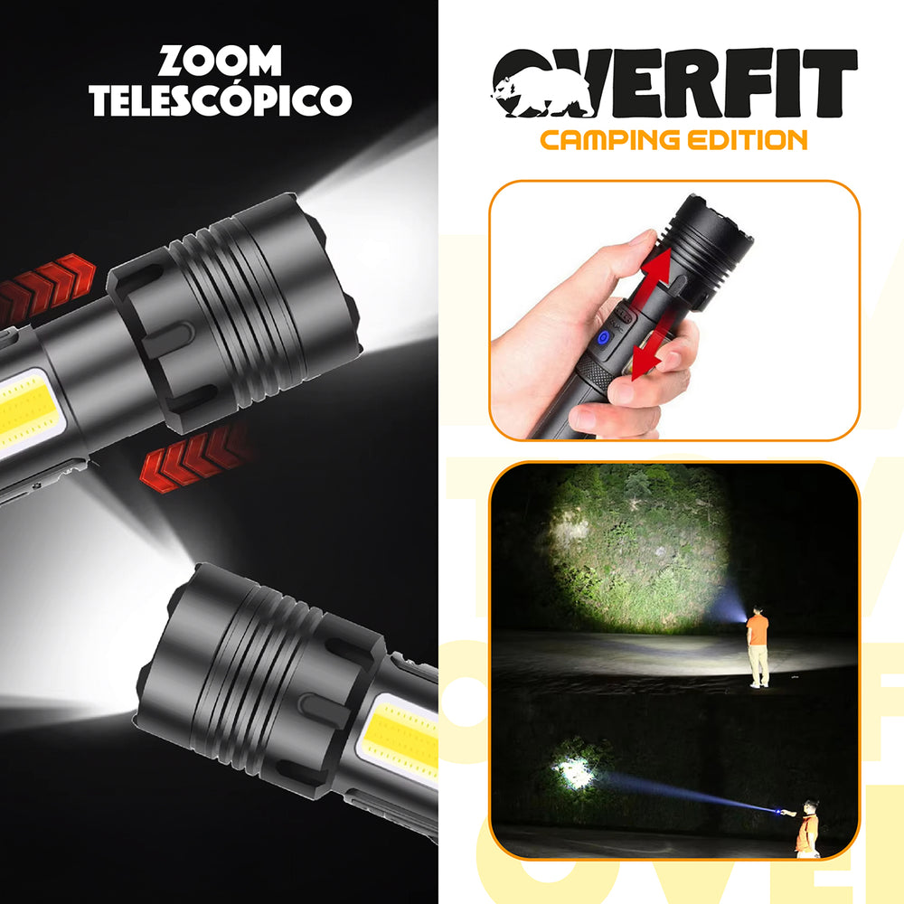 Linterna Led Largo Alcance Tactica Recargable Overfit 1500LM