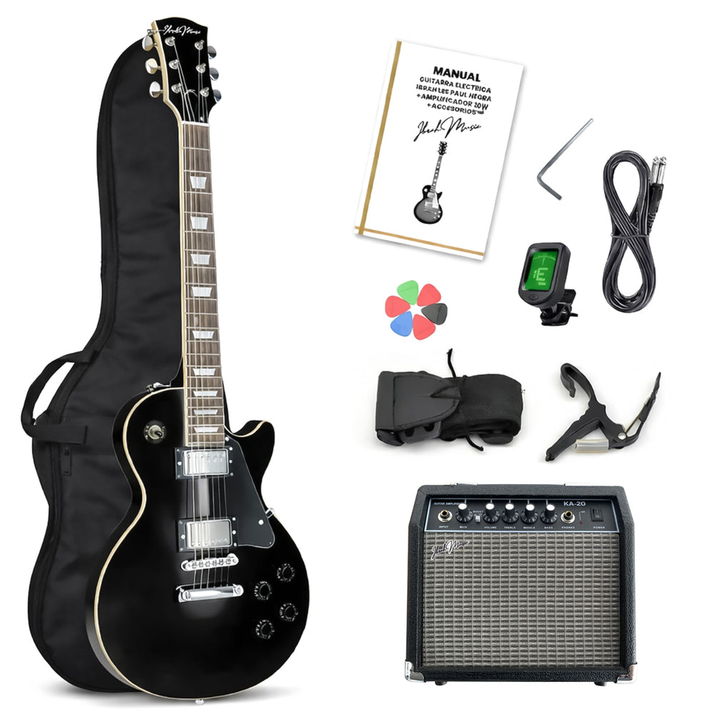 Guitarra Electrica LP Ibrah + Amplif + Accesorios all black