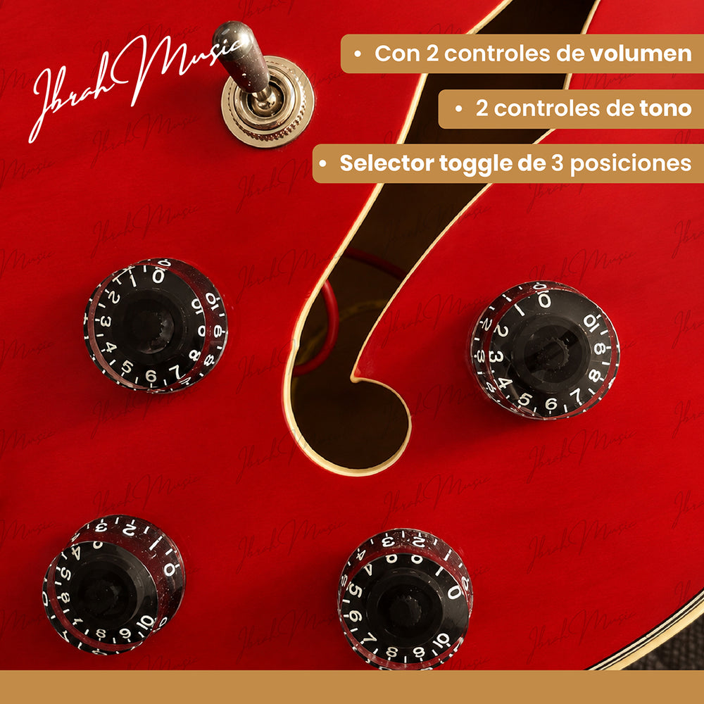 Guitarra Eléctrica Ibrah Semi-Hollow Roja - Vista 8