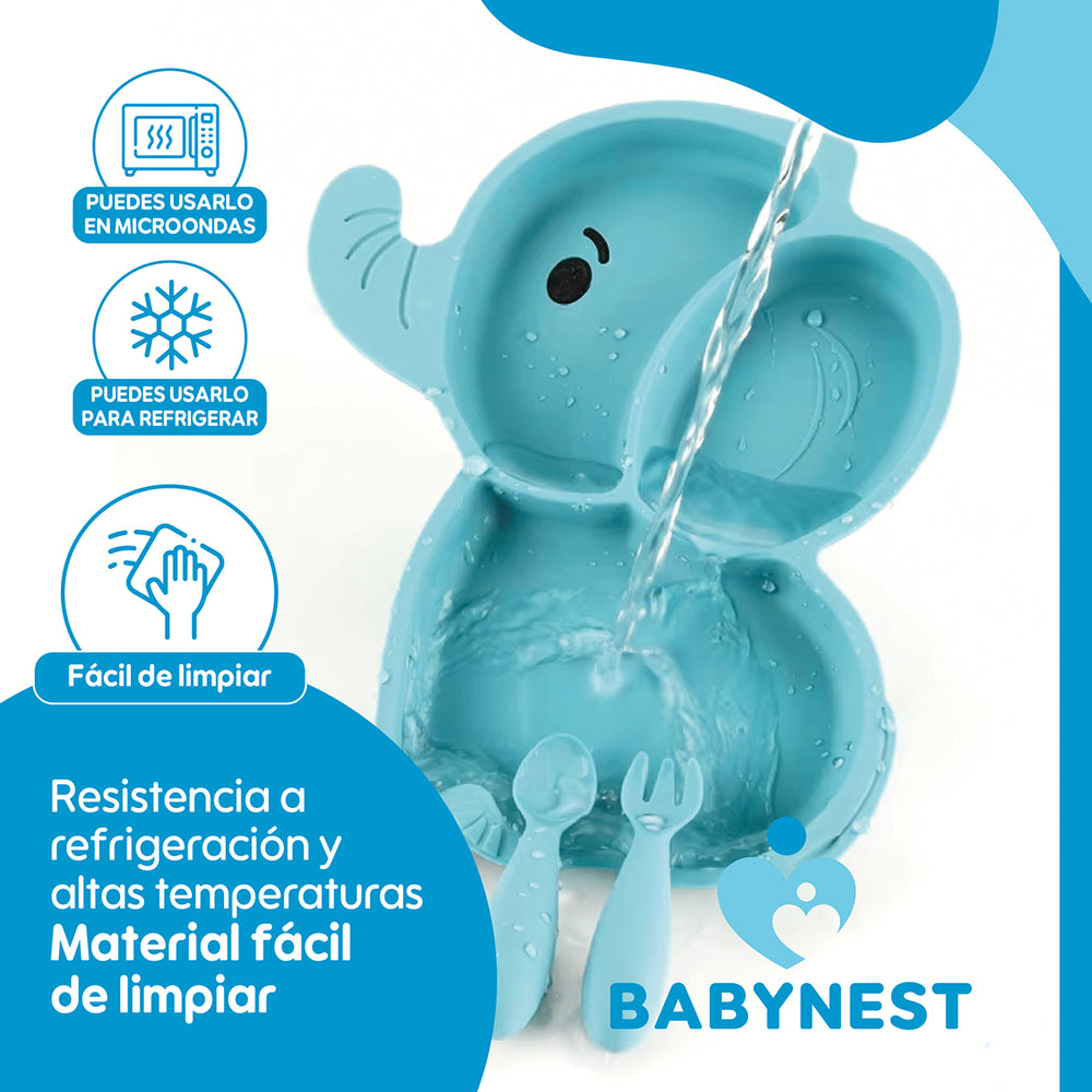 Set Alimentacion Silicona Bebe 10P Antideslizante BabyNest