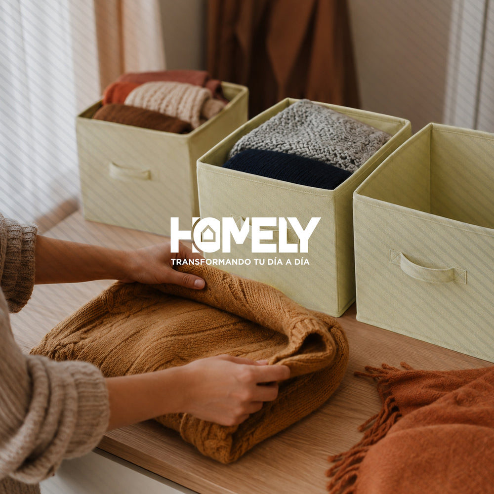 Cajas Organizadoras Cubo Plegable Homely Color Beige Closet Ropa Accesorios Pack 6