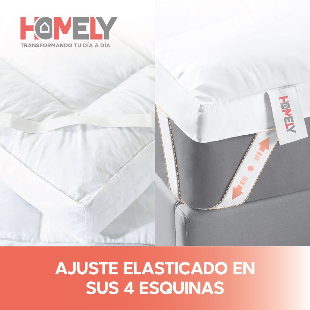 Topper Cubre Colchon 1.5 Plazas Homely Acolchado Premium