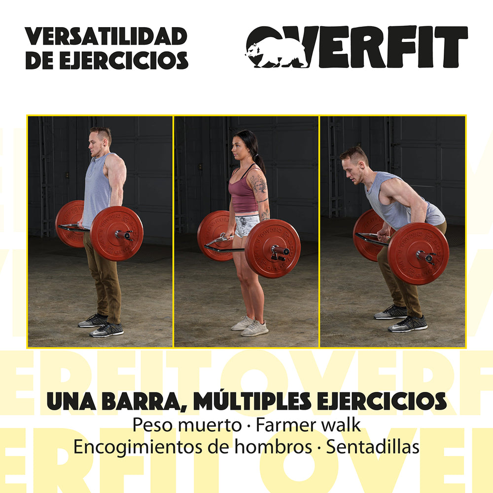 Barra Olimpica Hexagonal 23kg Overfit Acero Peso Muerto