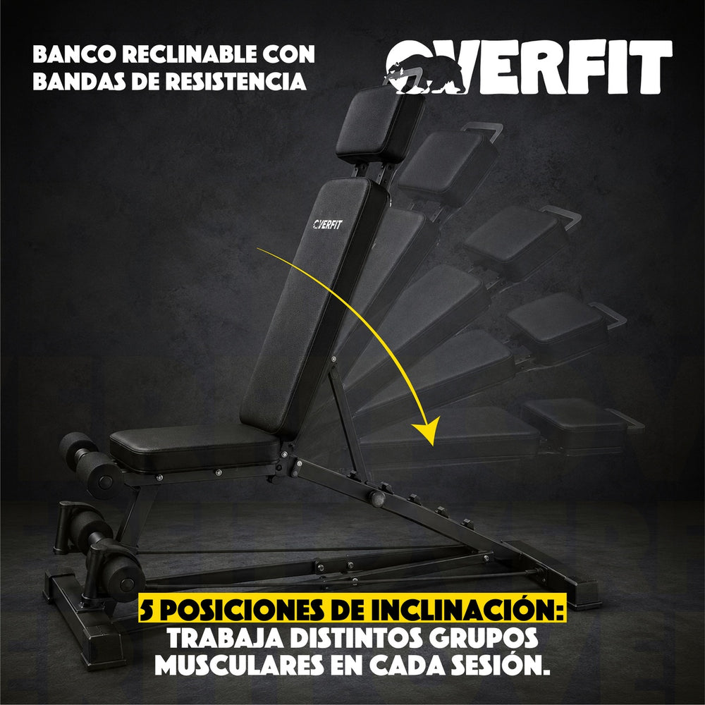 Banco Reclinable Gym Con bandas De Resistencia Overfit
