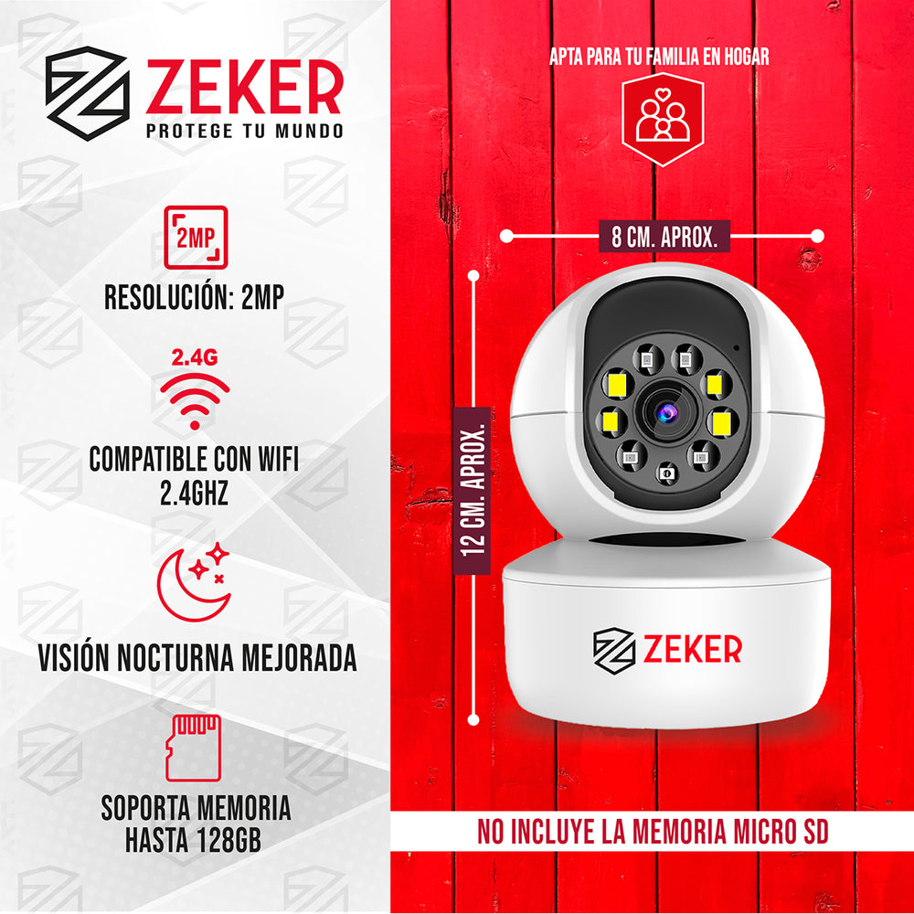 Camara De Seguridad Interior Wifi IP Zeker 2MP 2.4G X2