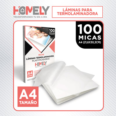 Láminas Termolaminadora A4 100 Micas Plastificadoras 22x30