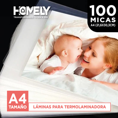 Láminas Termolaminadora A4 100 Micas Plastificadoras 22x30