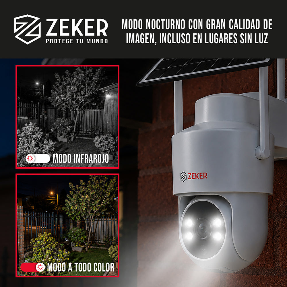 Camara de seguridad panel Solar wifi 2.4G Zeker 4MP