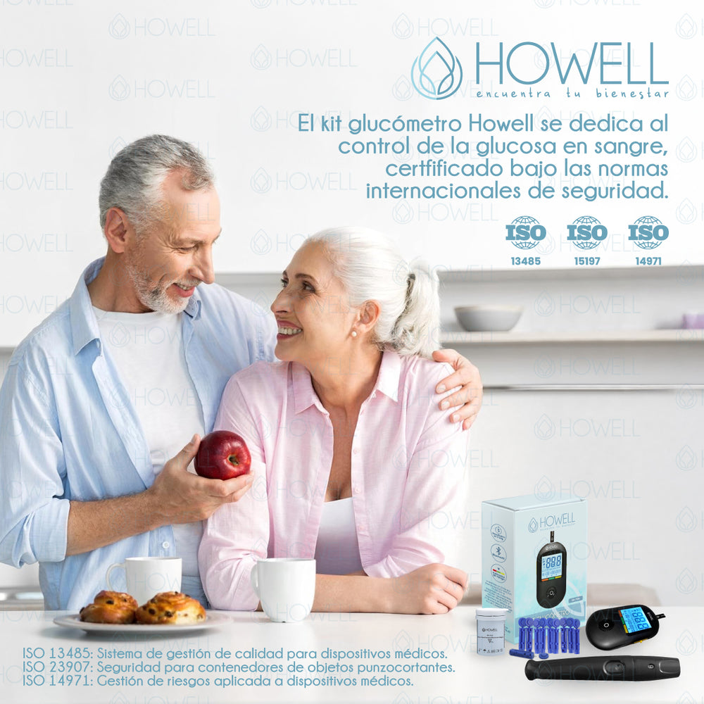Kit Glucometro Howell BG-710b Bluetooth +Tiras+Lancetas