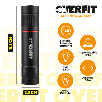 Linterna Led Largo Alcance De Bolsillo Overfit Recargable Usb 1500lm
