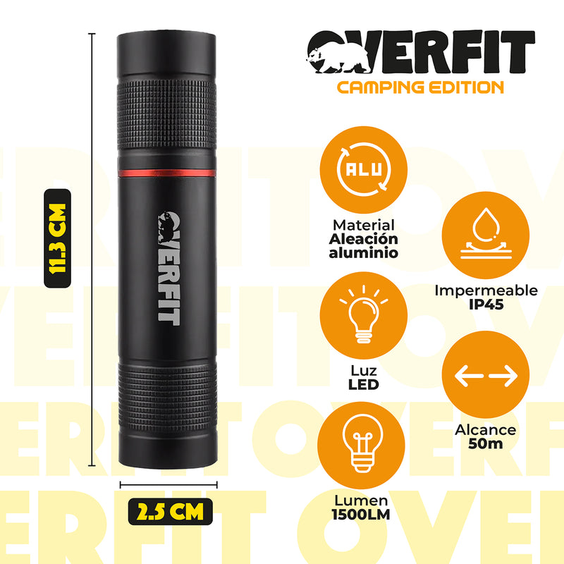Linterna Led Largo Alcance De Bolsillo Overfit Recargable Usb 1500lm