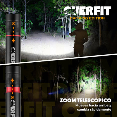 Linterna Led Largo Alcance De Bolsillo Overfit Recargable Usb 1500lm
