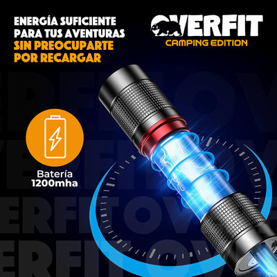 Linterna Led Largo Alcance De Bolsillo Overfit Recargable Usb 1500lm