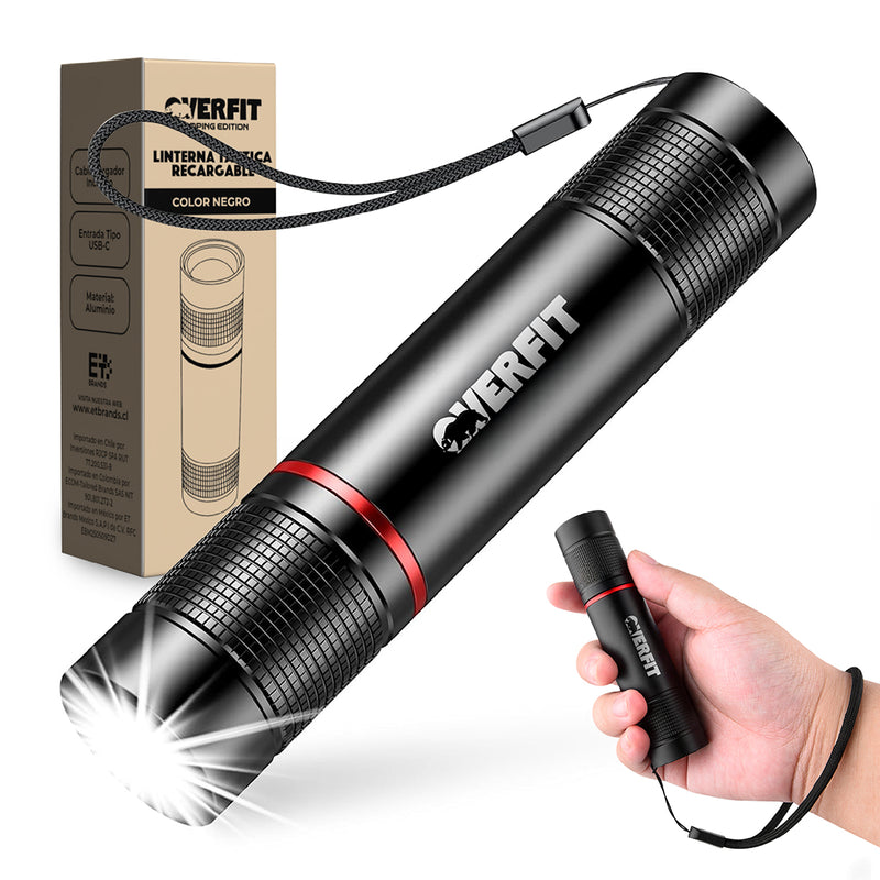 Linterna Led Largo Alcance De Bolsillo Overfit Recargable Usb 1500lm