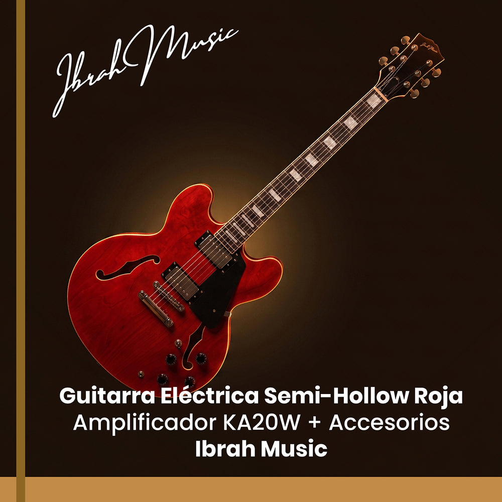 Guitarra Eléctrica Ibrah Semi-Hollow Roja - Vista 3