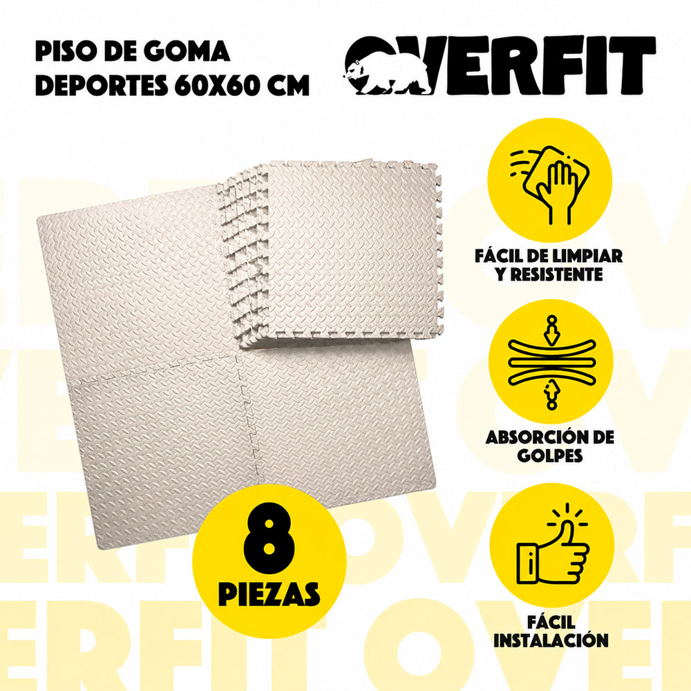 Piso Goma Eva Gimansio Overfit 60x60cm 8u Beige