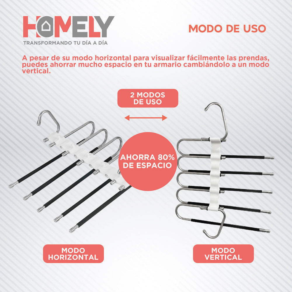 Colgador de Pantalon 5 en 1 Homely Antideslizante Resistente