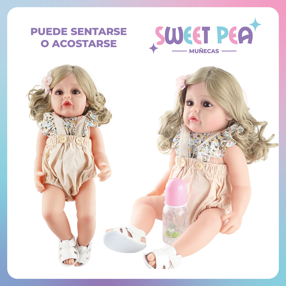 Bebe Reborn Candy Muñeca Sweet Pea Realista Silicona 55 Cm