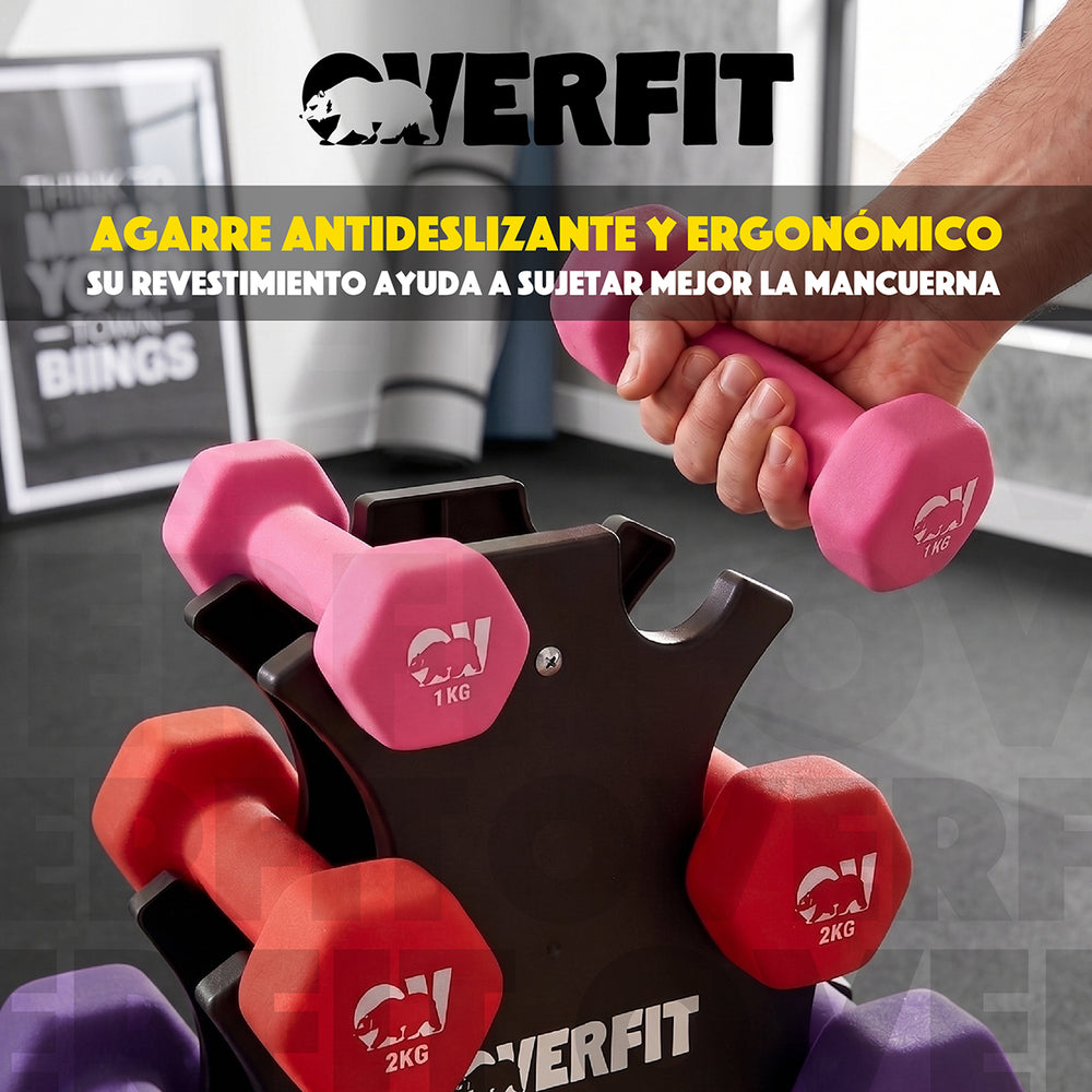 Rack Organizador de Mancuernas Neopreno Overfit Hasta 12Kg