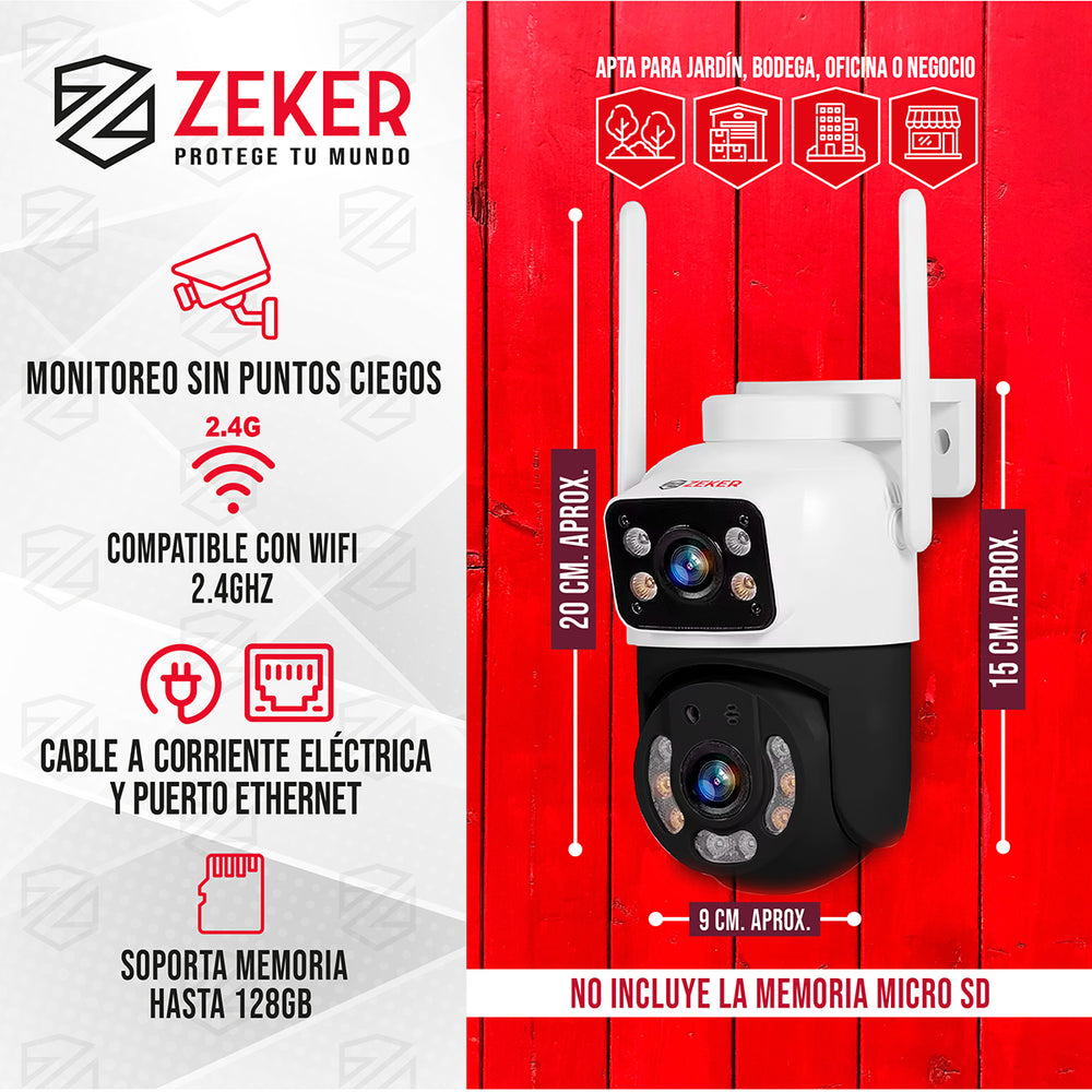Pack x3 Cámara De Seguridad 2.4G Zeker Doble 4MP Impermeable