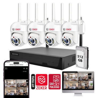 Sistema NVR 4 cámaras 1080P + disco duro 500 GB APP ZEKER