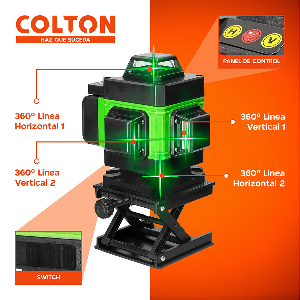Nivel Láser 16 Líneas Colton Auto + 2 Baterías + Trípode