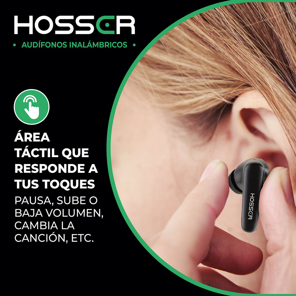 Audifonos Bluetooth In Ear Hosser 35mAh Cancelación de Ruido