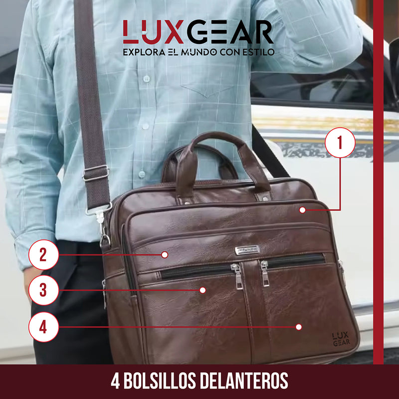 Maletín Cuero Luxgear Oficina Notebook Tablet 15.6 Pulgadas