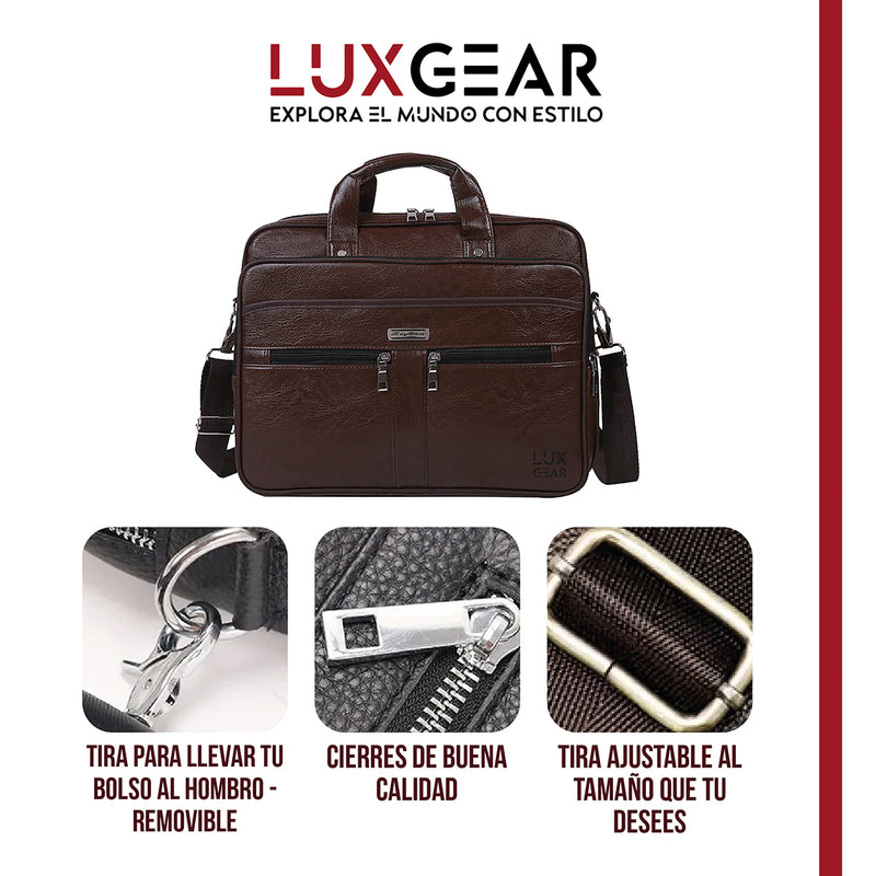 Maletín Cuero Luxgear Oficina Notebook Tablet 15.6 Pulgadas