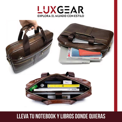 Maletín Cuero Luxgear Oficina Notebook Tablet 15.6 Pulgadas