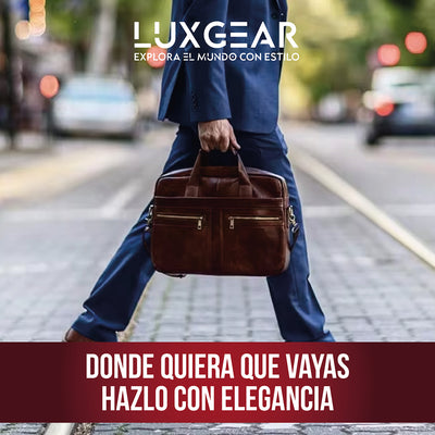Maletín Cuero Luxgear Oficina Notebook Tablet 15.6 Pulgadas