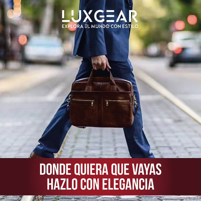 Maletín Cuero Luxgear Oficina Notebook Tablet 15.6 Pulgadas