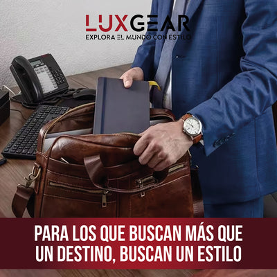 Maletín Cuero Luxgear Oficina Notebook Tablet 15.6 Pulgadas