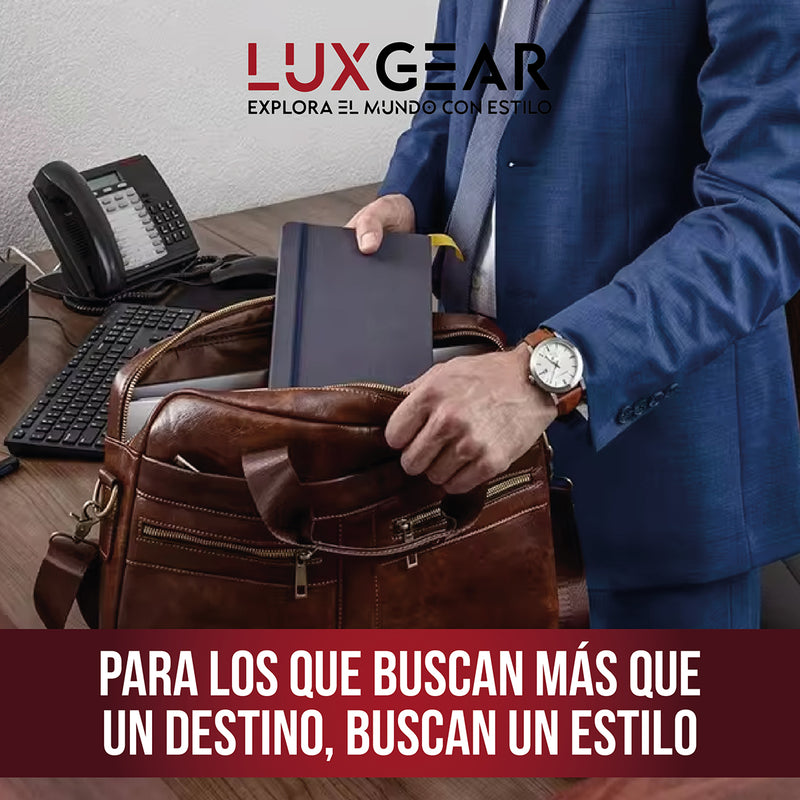 Maletín Cuero Luxgear Oficina Notebook Tablet 15.6 Pulgadas