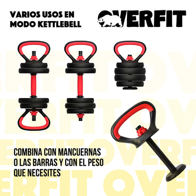 Set Mancuernas + Barra + Kettlebell Unibles Overfit 15kg