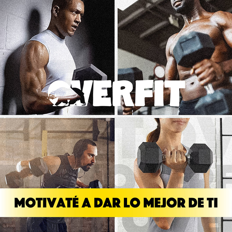 Mancuerna Hexagonal 15Kg  Acero Y Caucho Overfit Fitness