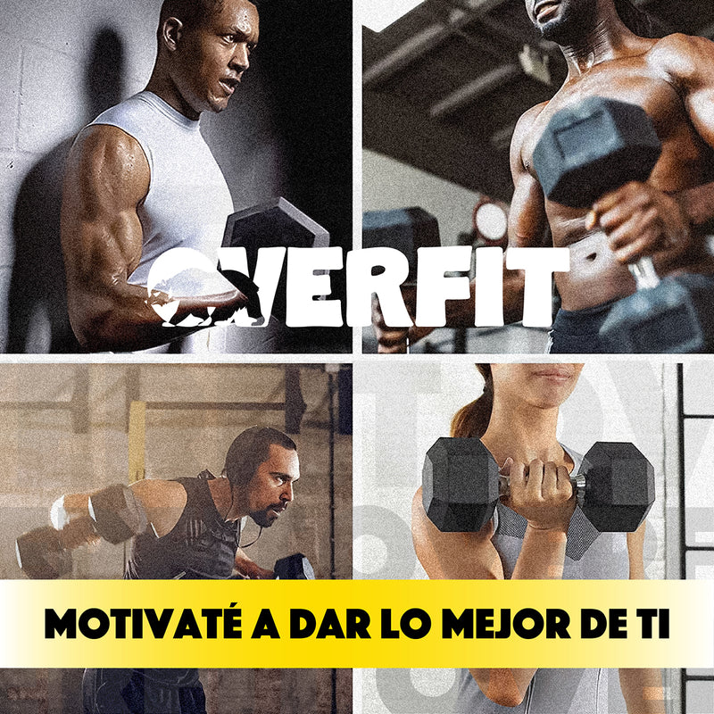 Mancuerna Hexagonal 20Kg  Acero Y Caucho Overfit Fitness