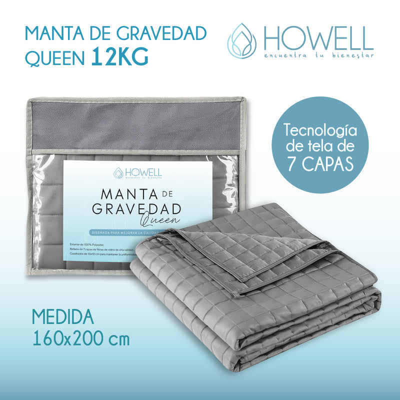 Manta De Gravedad Pesada Howell Queen 12KG Trastornos Sueño