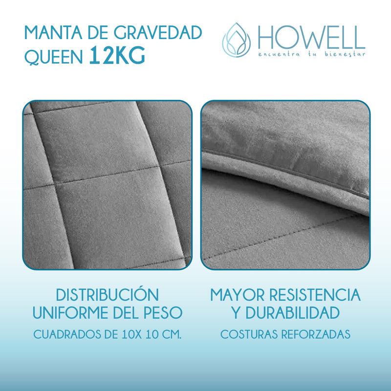 Manta De Gravedad Pesada Howell Queen 12KG Trastornos Sueño