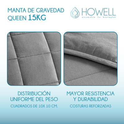 Manta De Gravedad Pesada Howell Queen 15KG Trastornos Sueño
