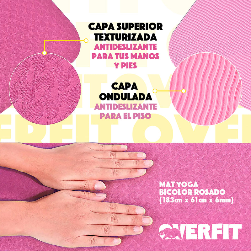 Mat Yoga TPE 6mm Overfit Alfombra Ejercicio Pilates Bicolor