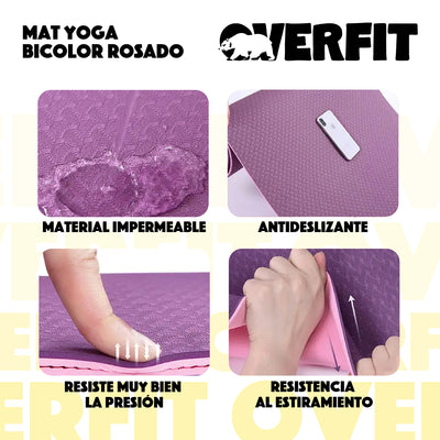 Mat Yoga TPE 6mm Overfit Alfombra Ejercicio Pilates Bicolor