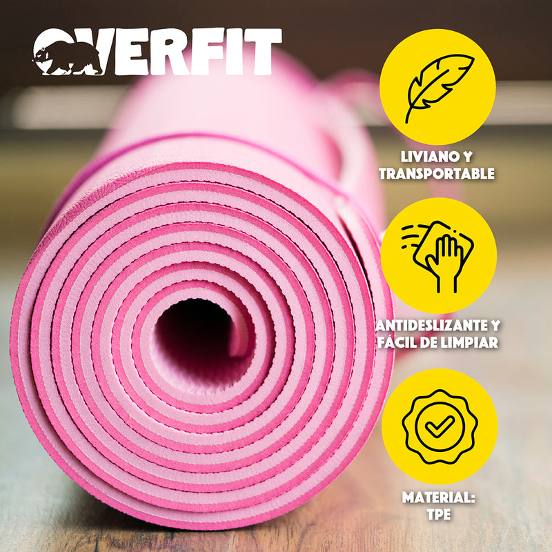 Mat Yoga TPE 6mm Overfit Alfombra Ejercicio Pilates Bicolor