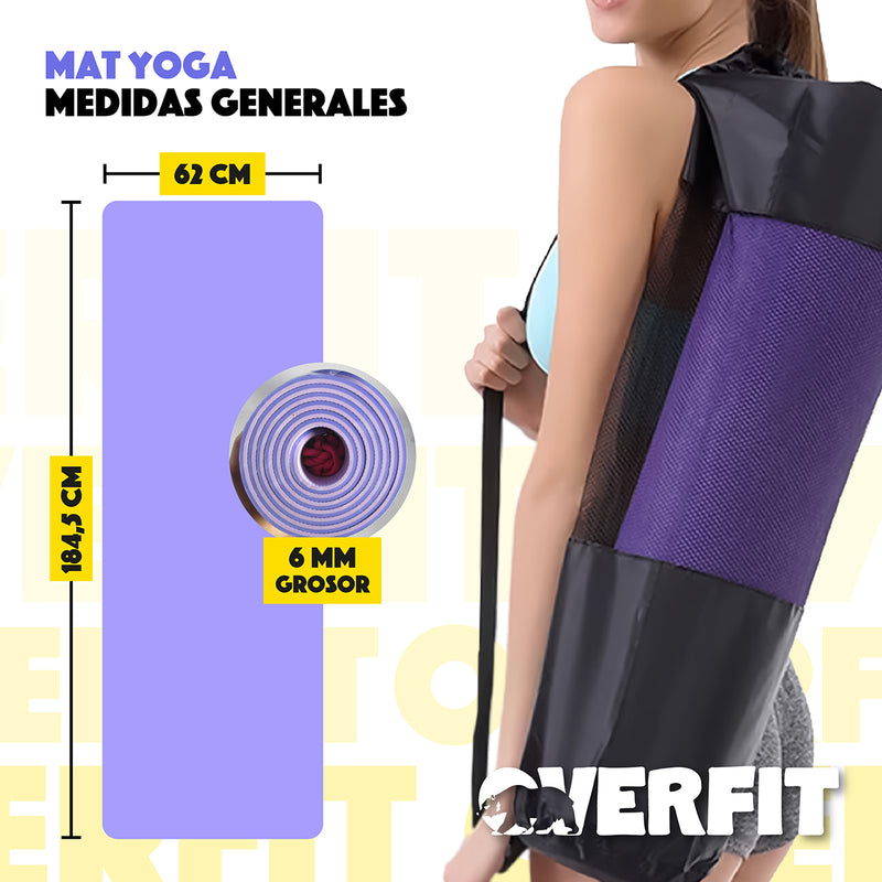 Mat Yoga TPE 6mm Overfit Ejercicio Alfombra Pilates Bicolor