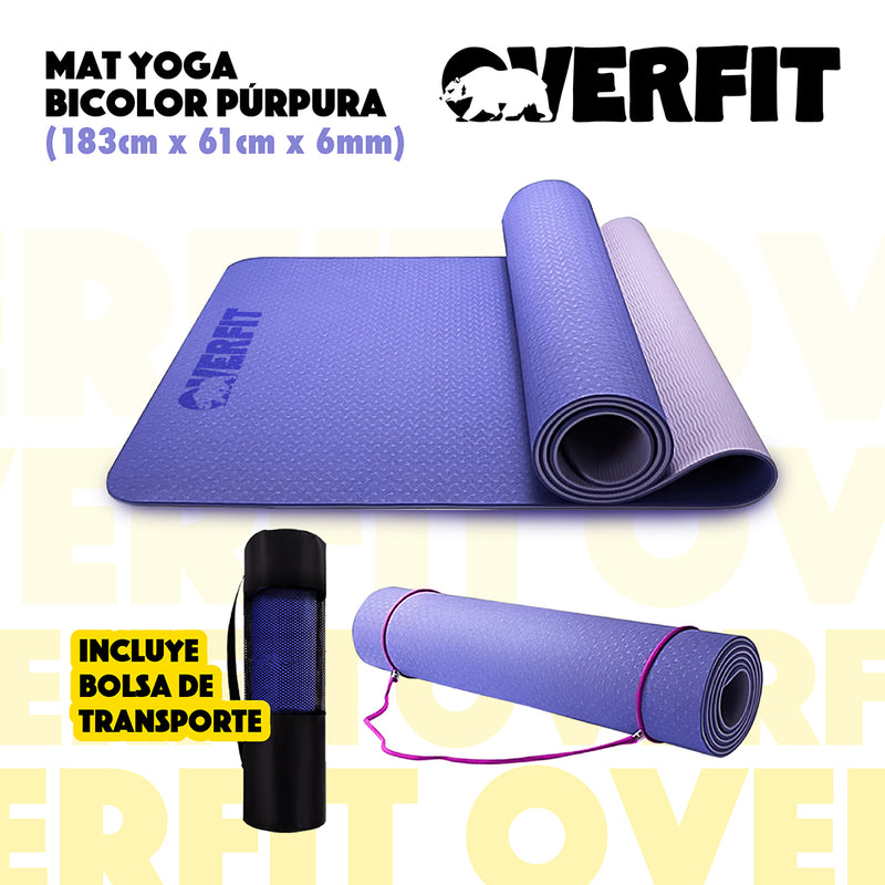 Mat Yoga TPE 6mm Overfit Ejercicio Alfombra Pilates Bicolor
