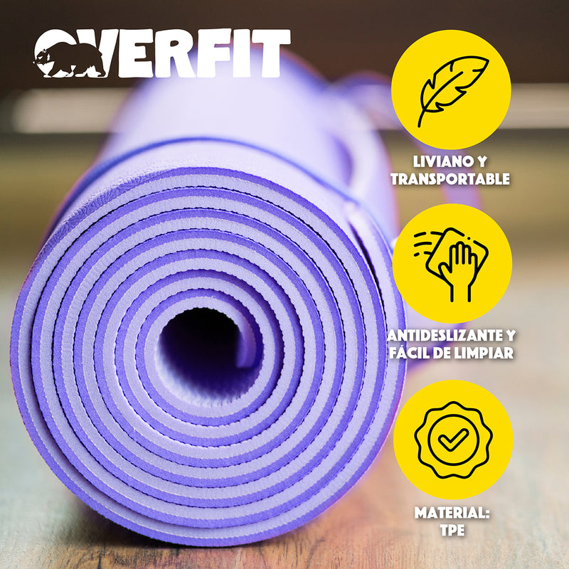 Mat Yoga TPE 6mm Overfit Ejercicio Alfombra Pilates Bicolor