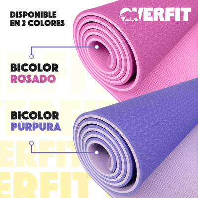 Mat Yoga TPE 6mm Overfit Ejercicio Alfombra Pilates Bicolor