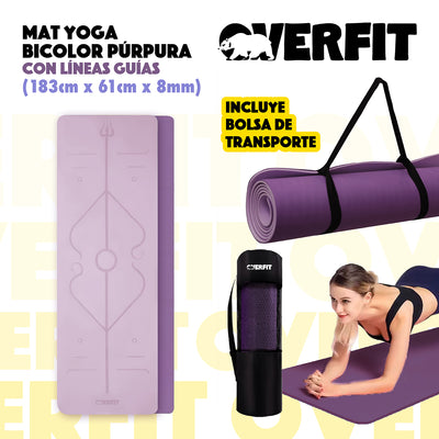 Mat Yoga Tpe 8mm Overfit Ejercicio Alfombra Con Lineas Guia